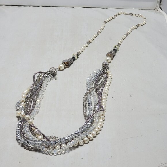 Ali Khan 7-Strand Pearl & Clear Glass Necklace with gift box - Picture 6 of 9